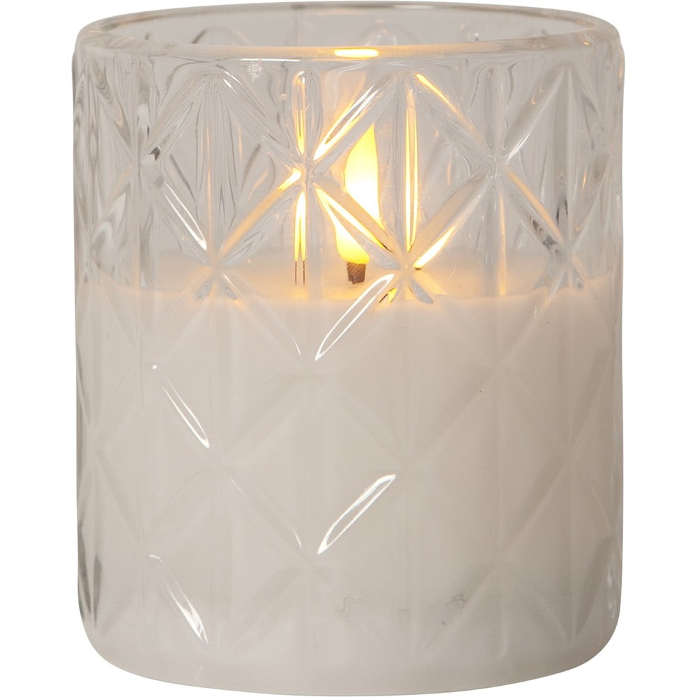 Flamme Romb fehér LED viaszgyertya üvegben, magasság 10 cm - Star Trading
