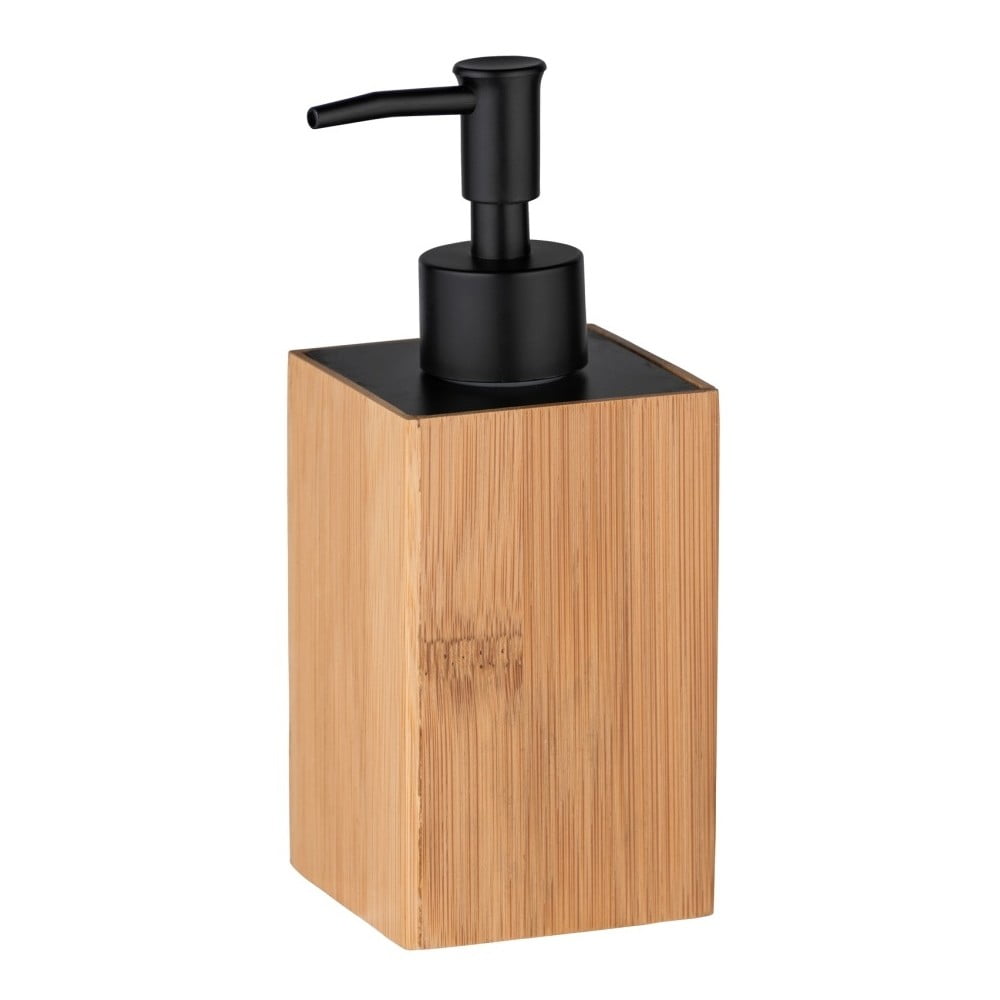 Badua folyékony szappanadagoló, Wenko, 8 x 7 x 18 cm, bambusz / műanyag / fém, natúr / fekete