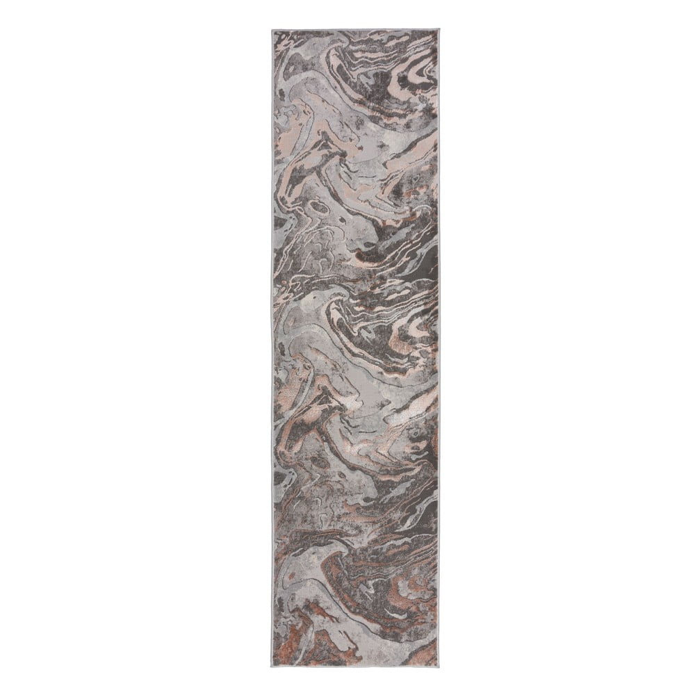 Marbled szürke-bézs futószőnyeg, 80 x 300 cm - flair rugs