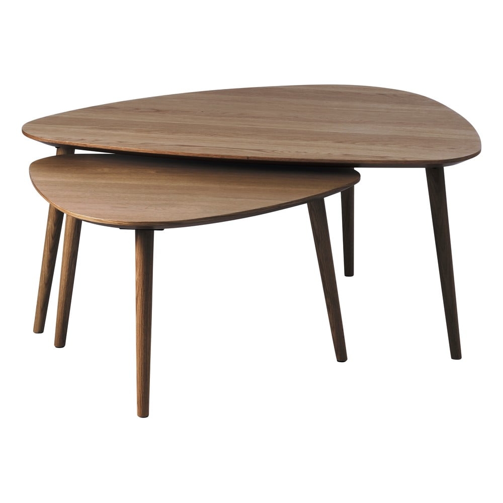 Barna dohányzóasztal szett tölgyfa dekorral 2 db-os 70x100 cm Adda – Unique Furniture