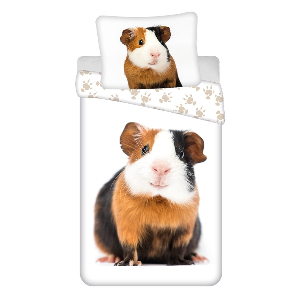 Fehér egyszemélyes pamut gyerek ágyneműhuzat 140x200 cm Guinea Pig – Jerry Fabrics