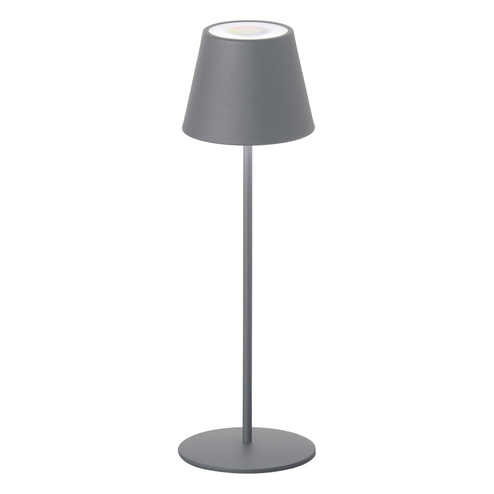 Szürke led szabályozható-mozgásérzékelős asztali lámpa fém búrával (magasság 38 cm) consenza – fischer & honsel
