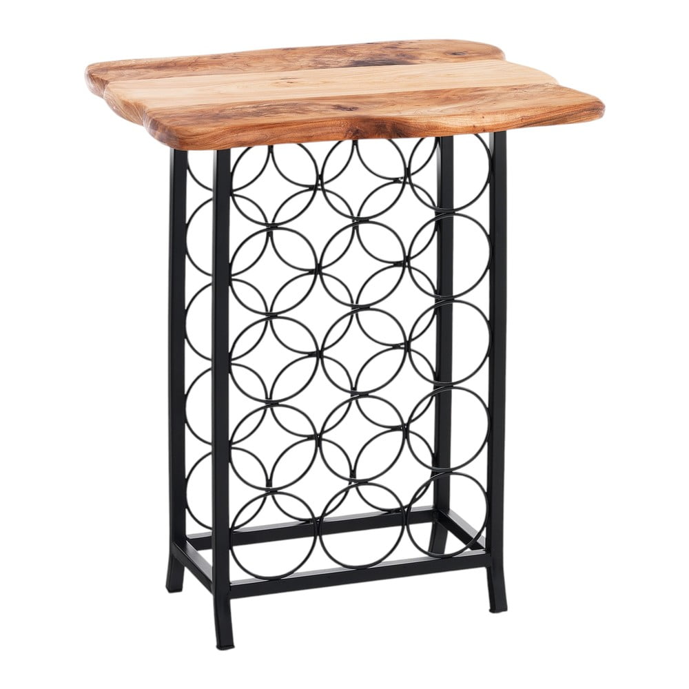 Fekete-natúr színű fém bortartó polcos állvány, palackok száma 15 46x56x35,5 cm Ras – Tomasucci