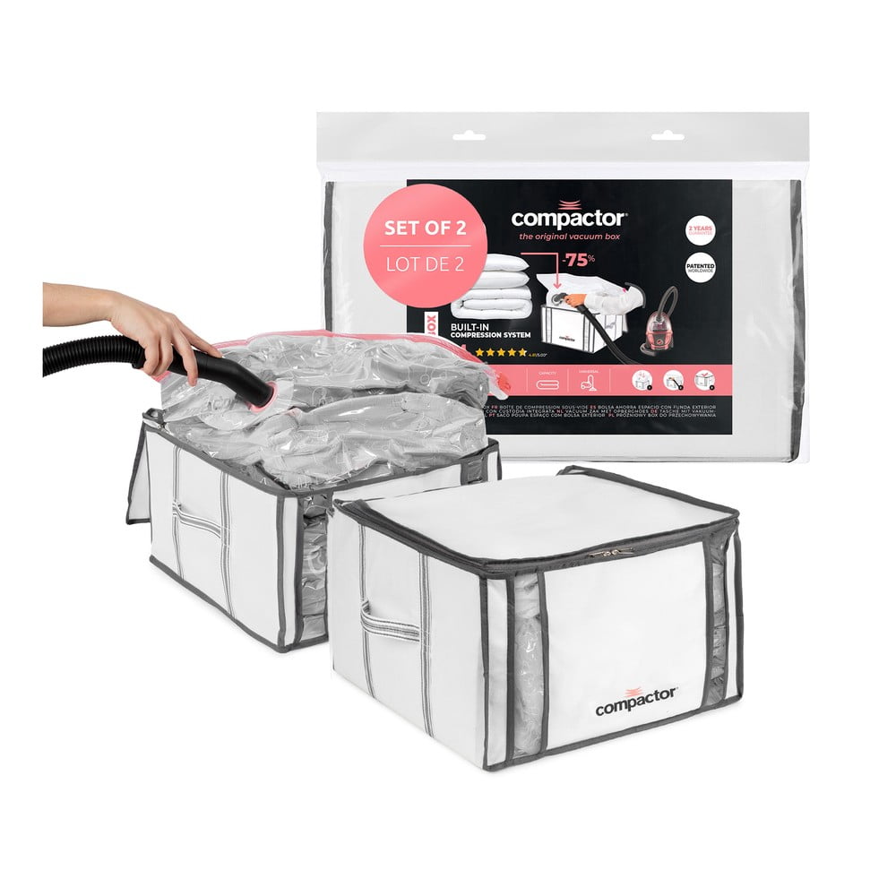 Vákuumos-megerősített textil ruhatároló doboz szett 2 db-os 42x25x25 cm Life – Compactor