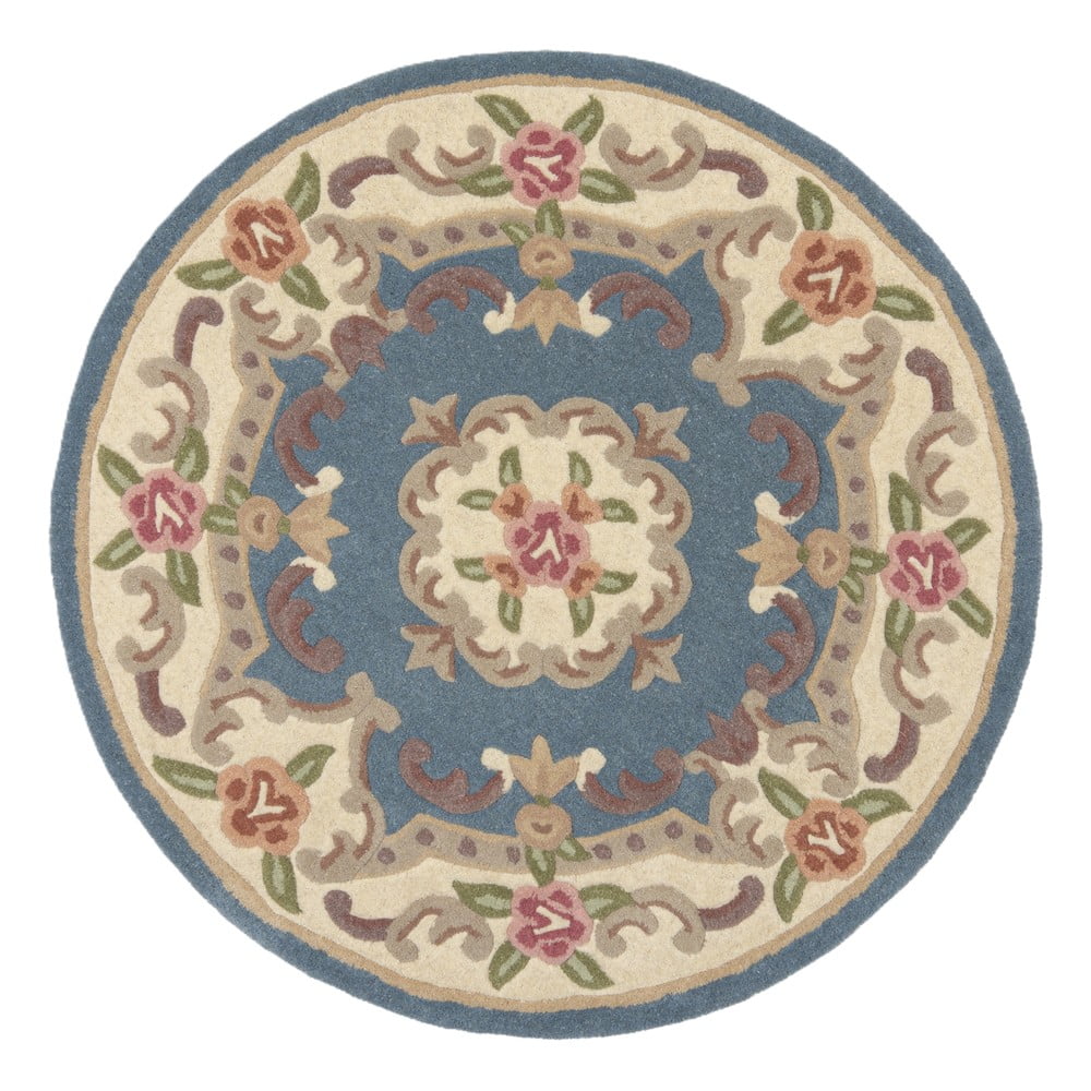 Aubusson kék gyapjú szőnyeg, ⌀ 120 cm - Flair Rugs