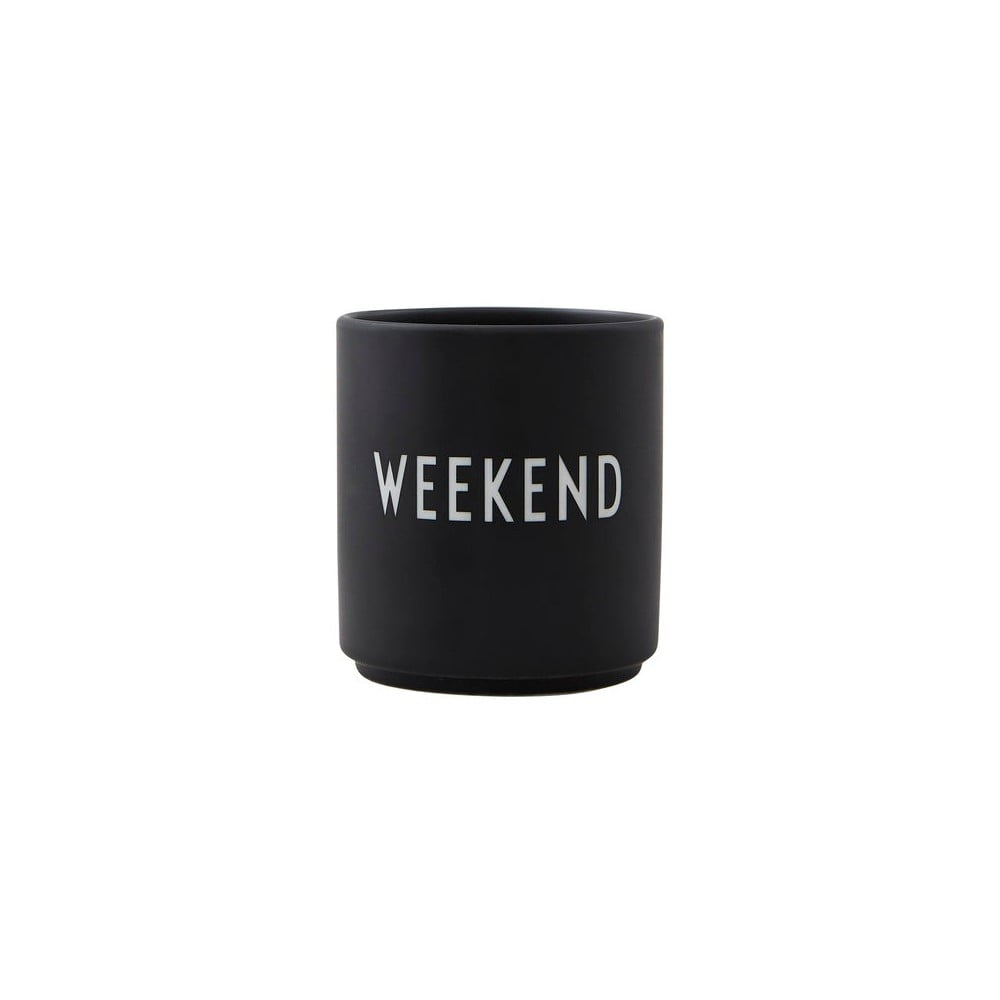Favourite Weekend fekete porcelánbögre - Design Letters