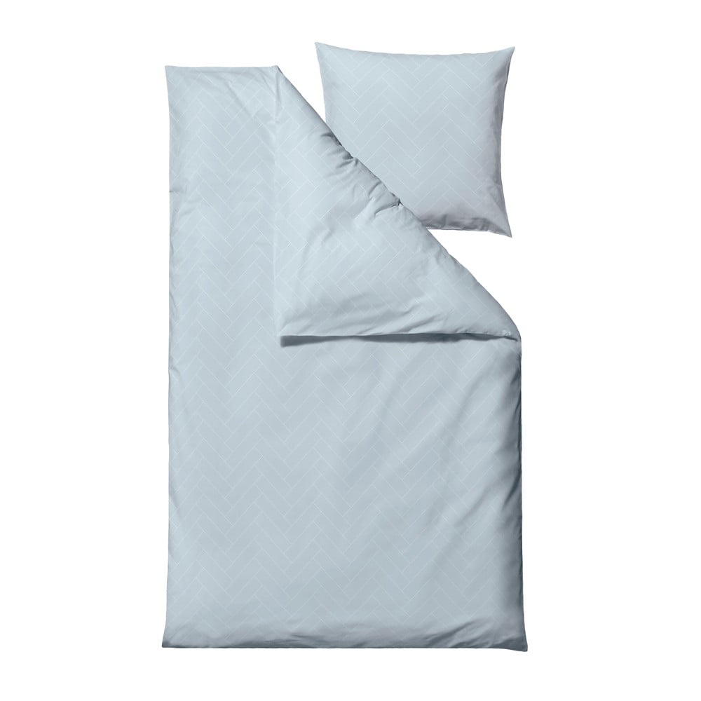 Világoskék egyszemélyes-hosszabbított damaszt ágyneműhuzat 140x220 cm Tiles – Södahl