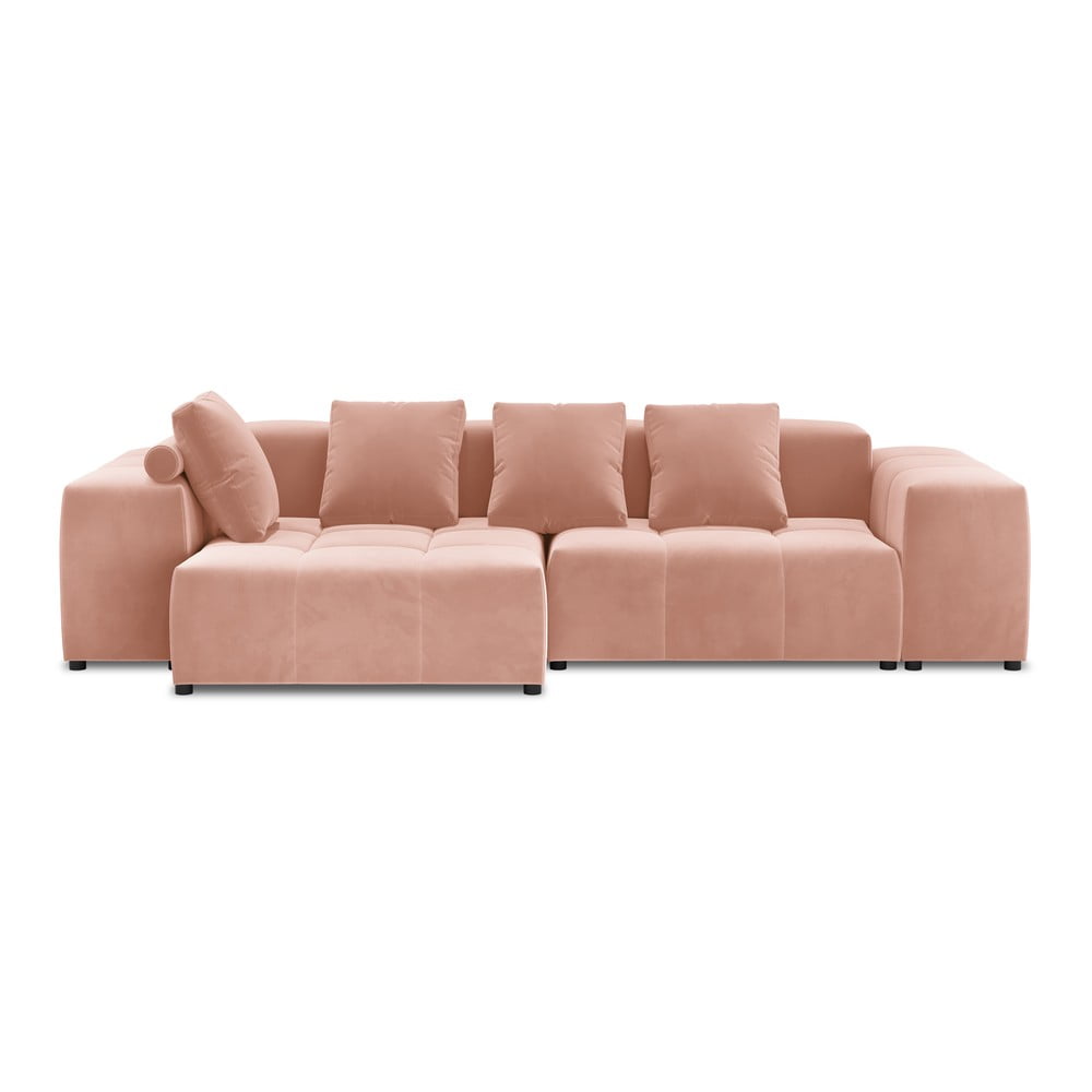 Rózsaszín bársony sarokkanapé (variálható) rome velvet - cosmopolitan design