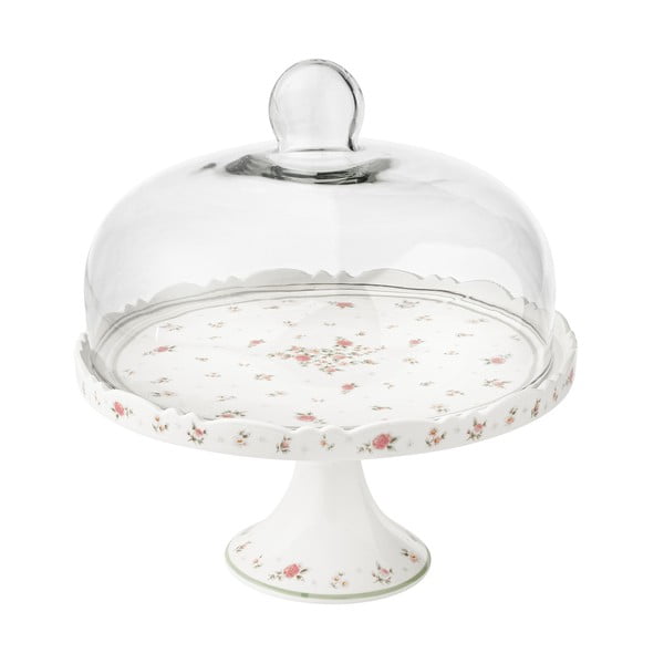 Nonna Rosa fehér porcelán tortatartó üvegfedéllel, ø 28 cm - Brandani