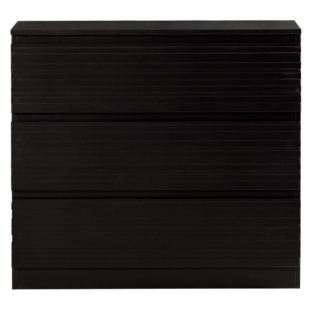 Fekete alacsony borovi fenyő komód 83x75 cm jente – woood
