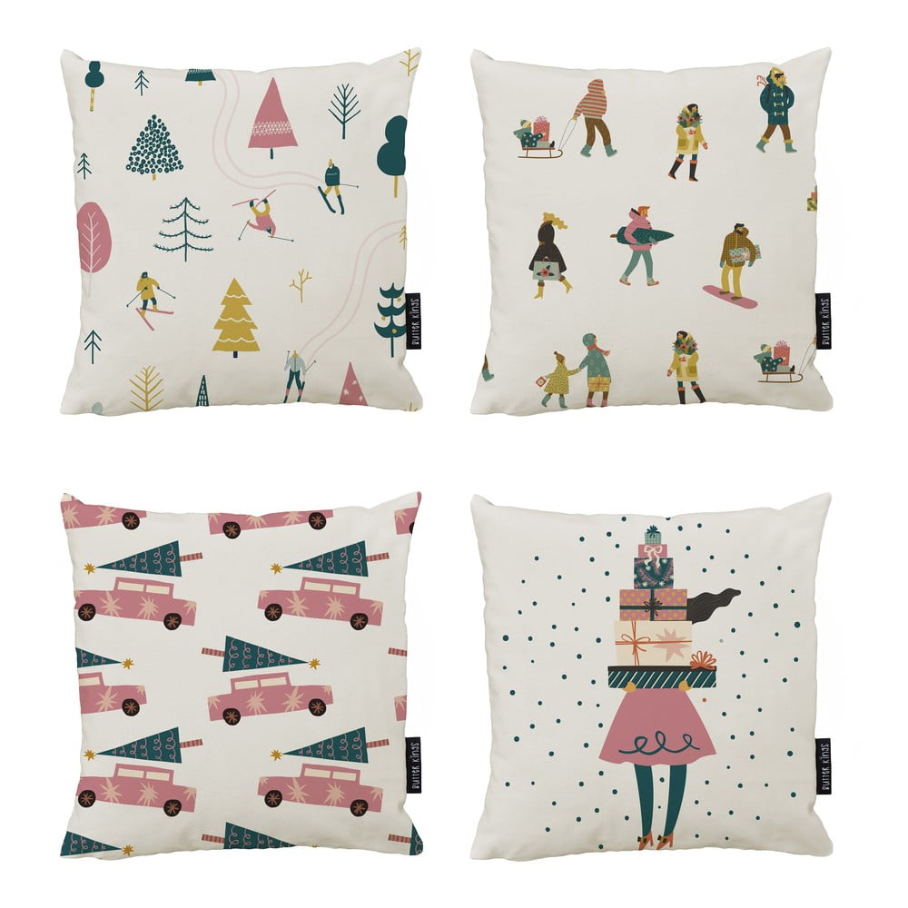 Párnahuzat szett 4 db-os karácsonyi mintával 45x45 cm Holiday Mood – Butter Kings