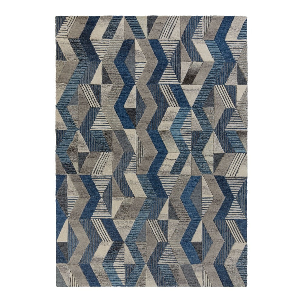 Asher kék gyapjú szőnyeg, 160 x 230 cm - Flair Rugs