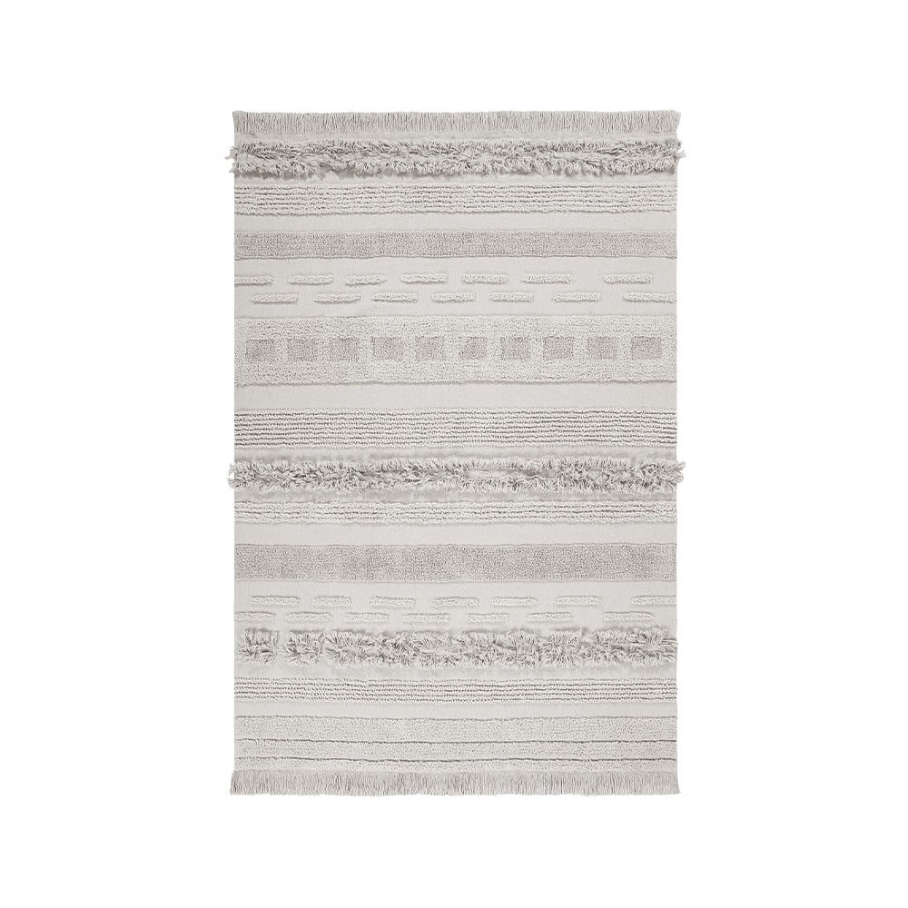 Világosszürke-krémszínű mosható kézi szövésű pamut szőnyeg 140x200 cm Air Natural – Lorena Canals