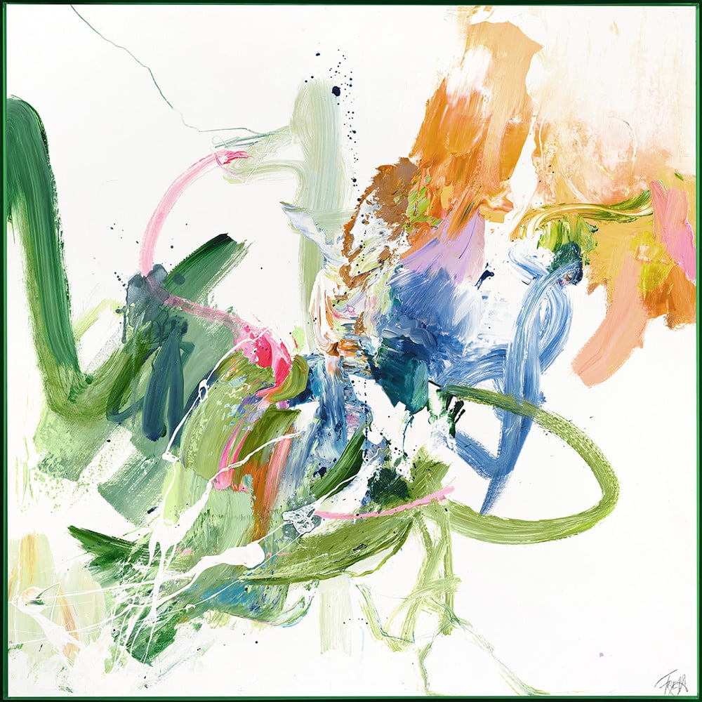 Kép kézzel festett részletekkel 102x102 cm Confidential Green – Malerifabrikken