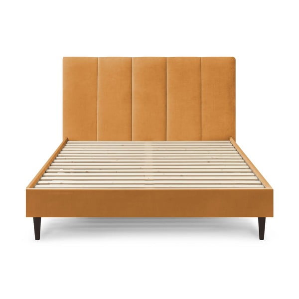 Vivara Dark sárga bársony kétszemélyes ágy, 160 x 200 cm - Bobochic Paris