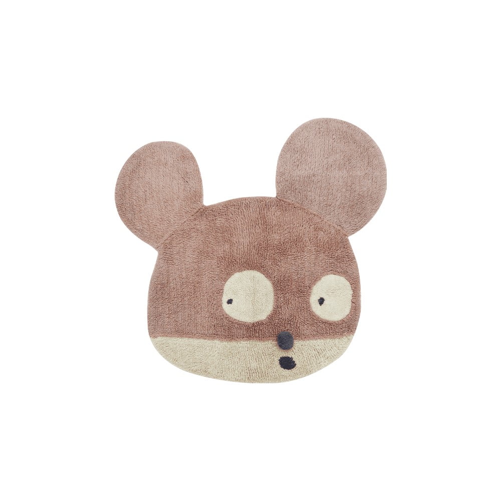 Világosbarna mosható kézi szövésű gyapjú gyerek szőnyeg 120x120 cm Miss Mighty Mouse – Lorena Canals