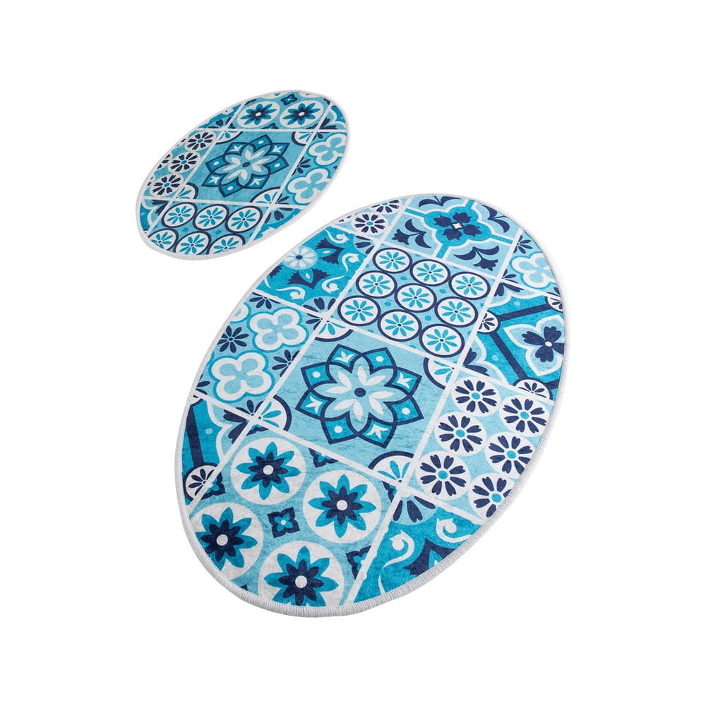 Kék fürdőszobai kilépő szett 2 db-os 60x100 cm Ceramic – Foutastic