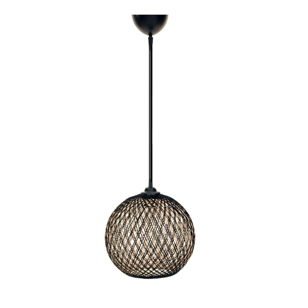 Fekete-sötétbarna függőlámpa juta búrával ø 24 cm – Opviq lights