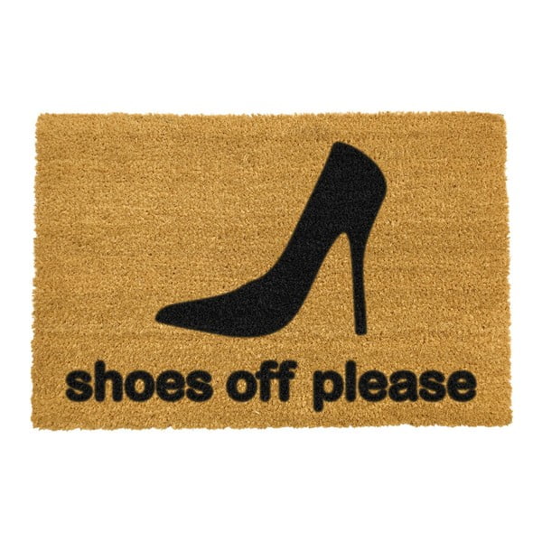Shoes Off Please természetes kókuszrost lábtörlő, 40 x 60 cm - Artsy Doormats