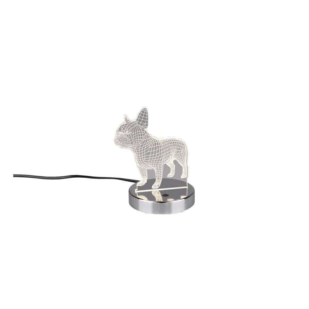 Fényes ezüstszínű LED asztali lámpa (magasság 17 cm) Dog – Trio