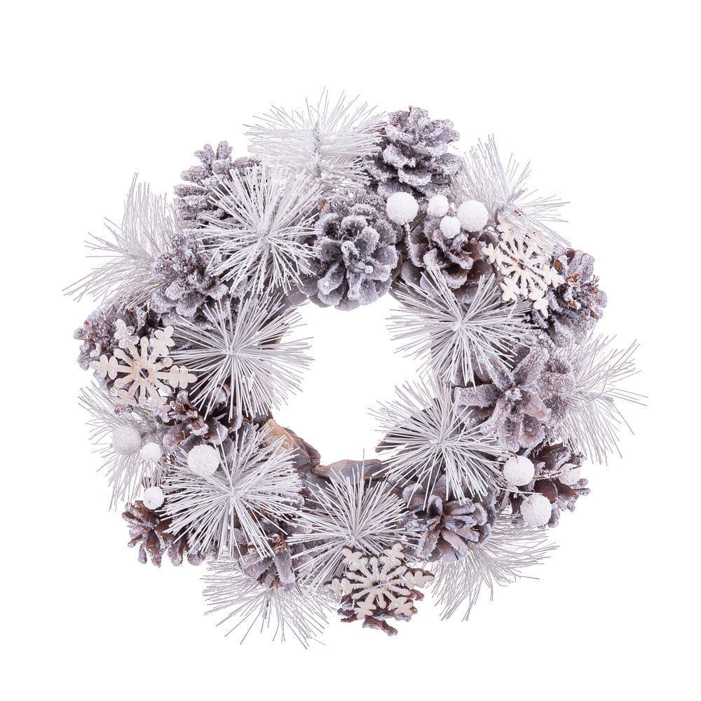 Fehér karácsonyi függő koszorú, ø 24 cm - Unimasa