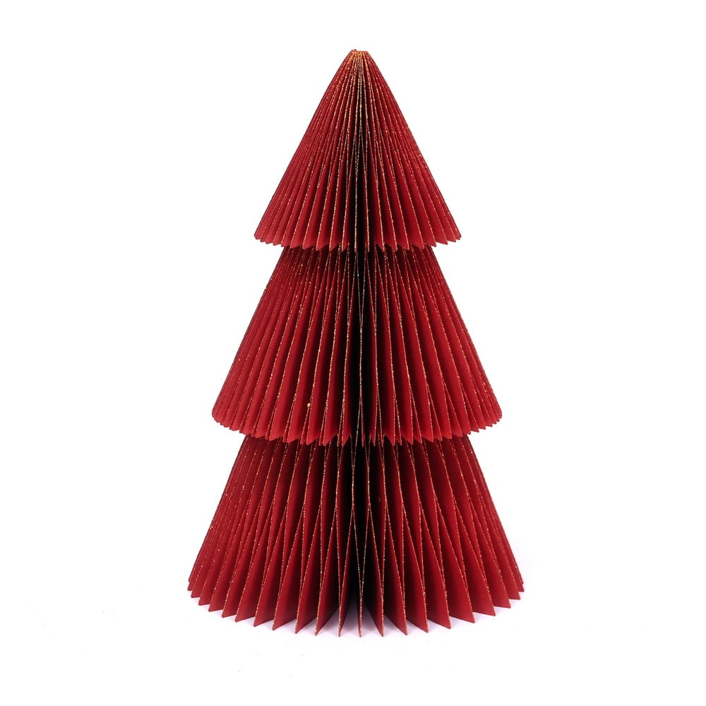 Csillogó piros papír karácsonyi dísz, fenyőfa, magasság 22,5 cm - Only Natural