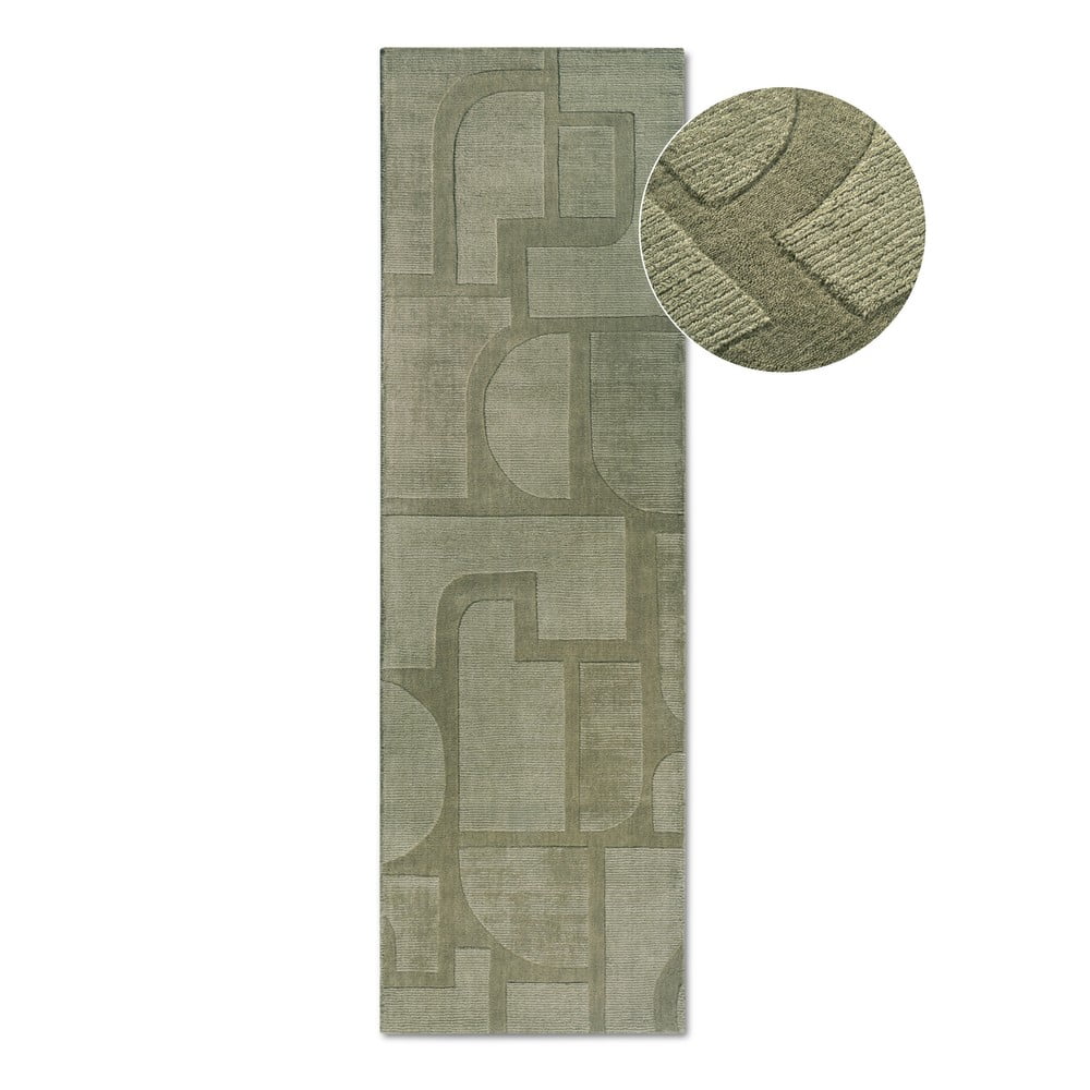 Zöld kézi szövésű gyapjú futószőnyeg 80x250 cm Alexis – Villeroy&Boch