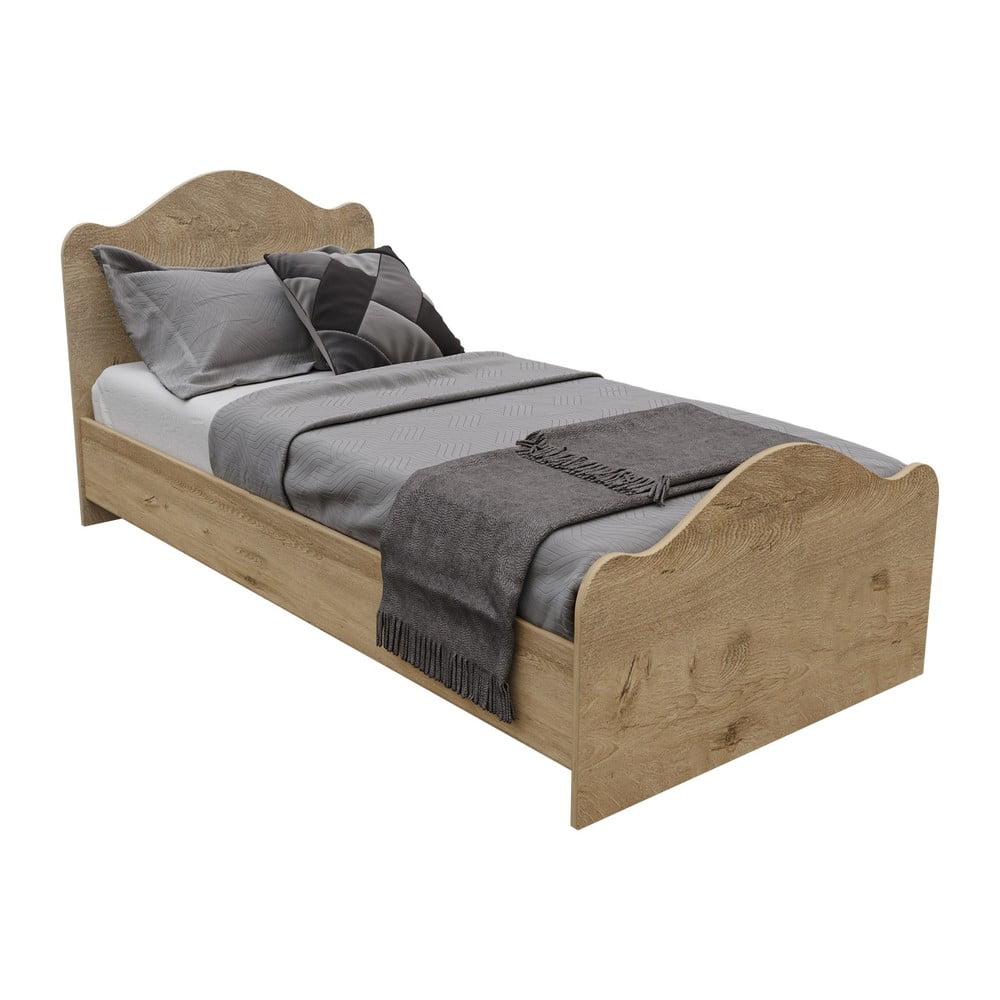 Natúr színű egyszemélyes ágy 90x190 cm lefkas – kalune design