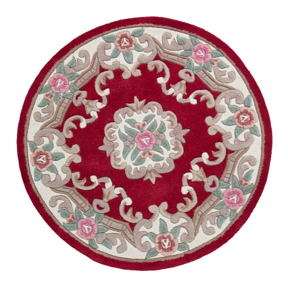 Aubusson piros gyapjú szőnyeg, ⌀ 120 cm - flair rugs