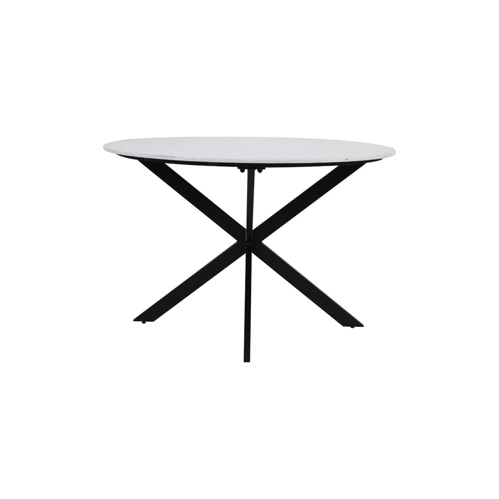 Fekete-fehér kerek étkezőasztal márvány dekoros asztallappal ø 120 cm tomochi – light & living