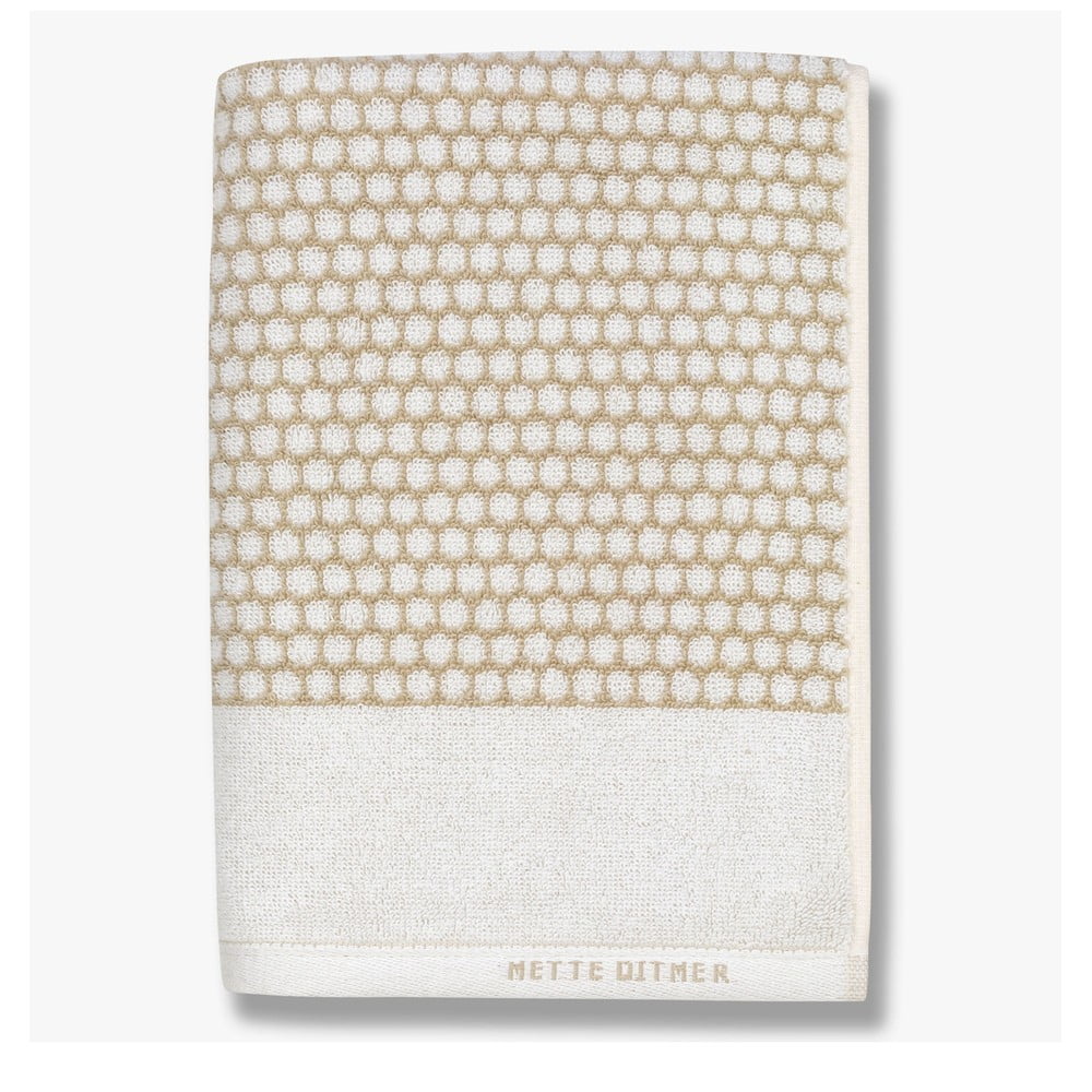 Fehér-bézs pamut törölköző 50x100 cm Grid – Mette Ditmer Denmark