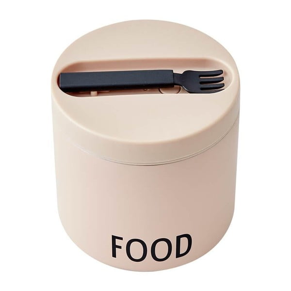 Food bézs snack termodoboz kanállal, magasság 11,4 cm - Design Letters