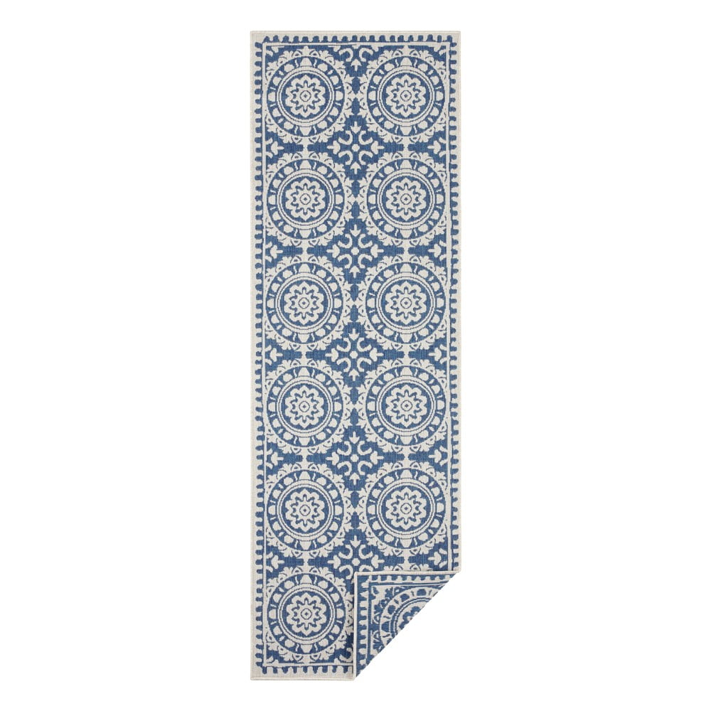Jardin kék-krémszínű kültéri szőnyeg, 80 x 250 cm - NORTHRUGS
