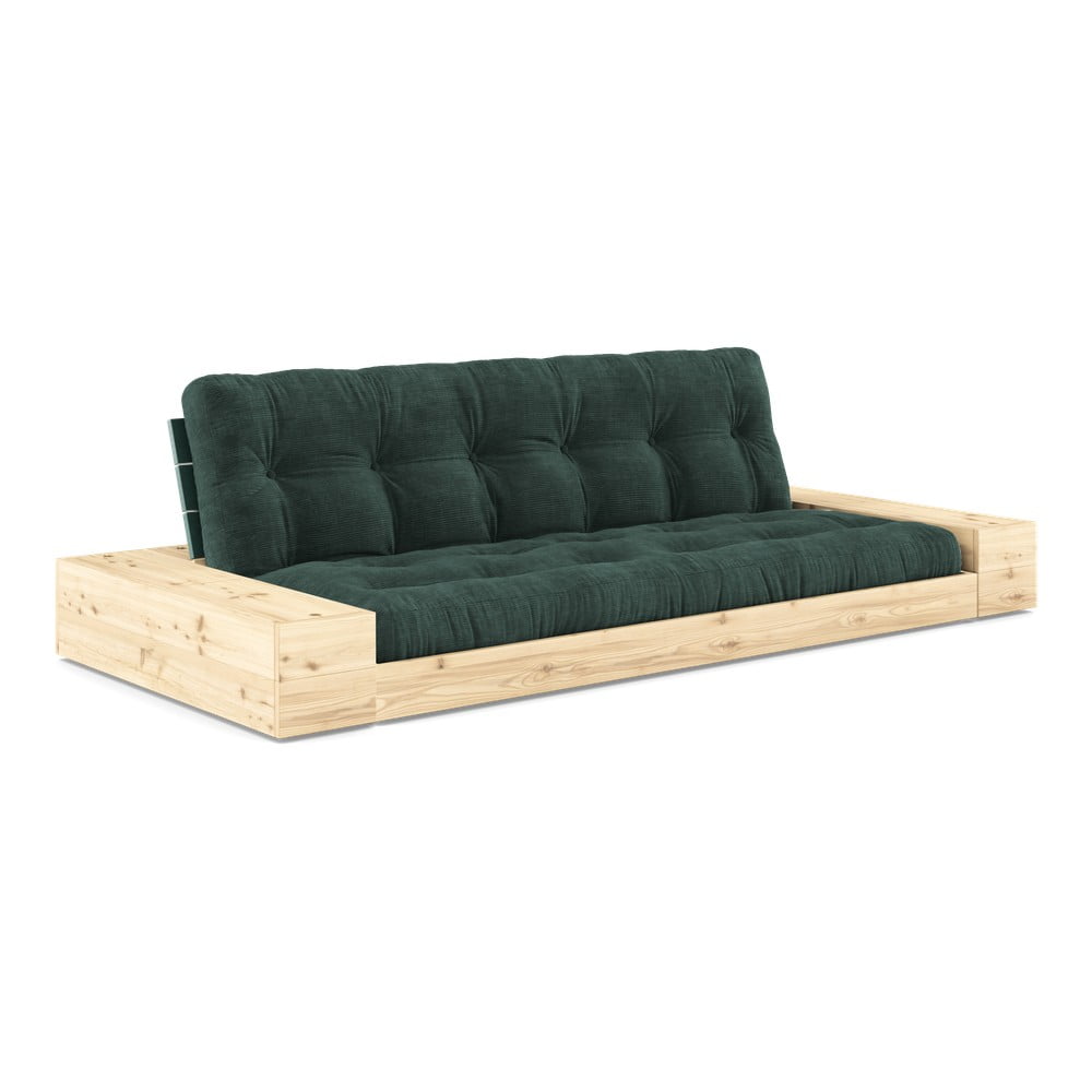 Sötétzöld kordbársony kinyitható kanapé 244 cm base – karup design