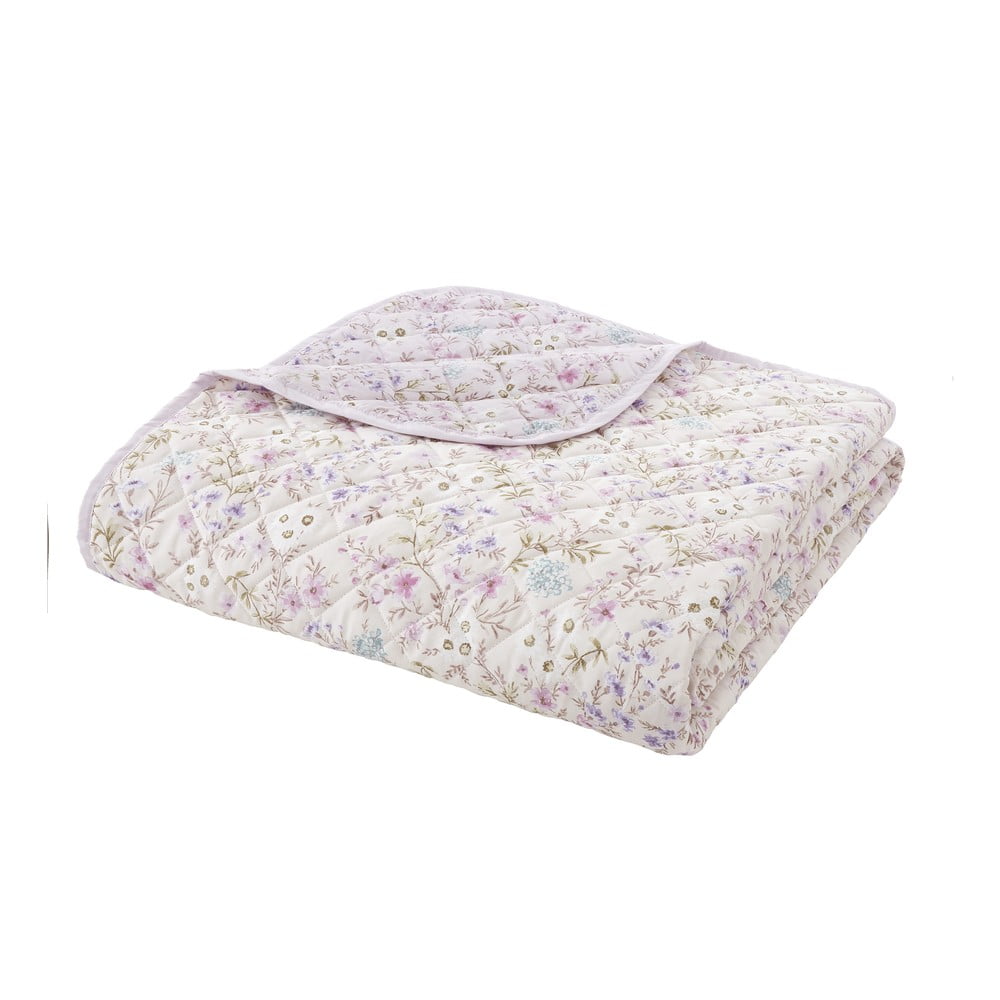 Levendula színű-bézs pamut steppelt ágytakaró 220x230 cm Ditsy Floral – Bianca