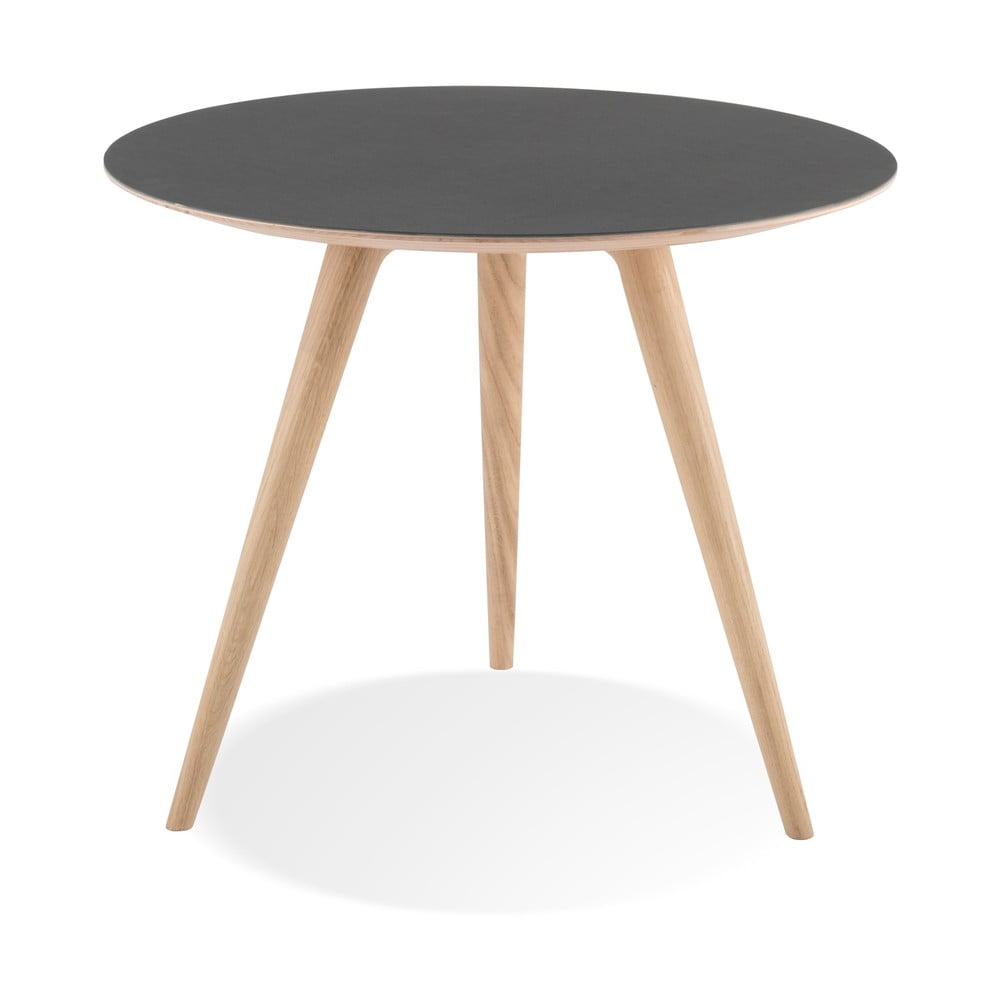 Arp tölgyfa tárolóasztal fekete asztallappal, ⌀ 55 cm - gazzda