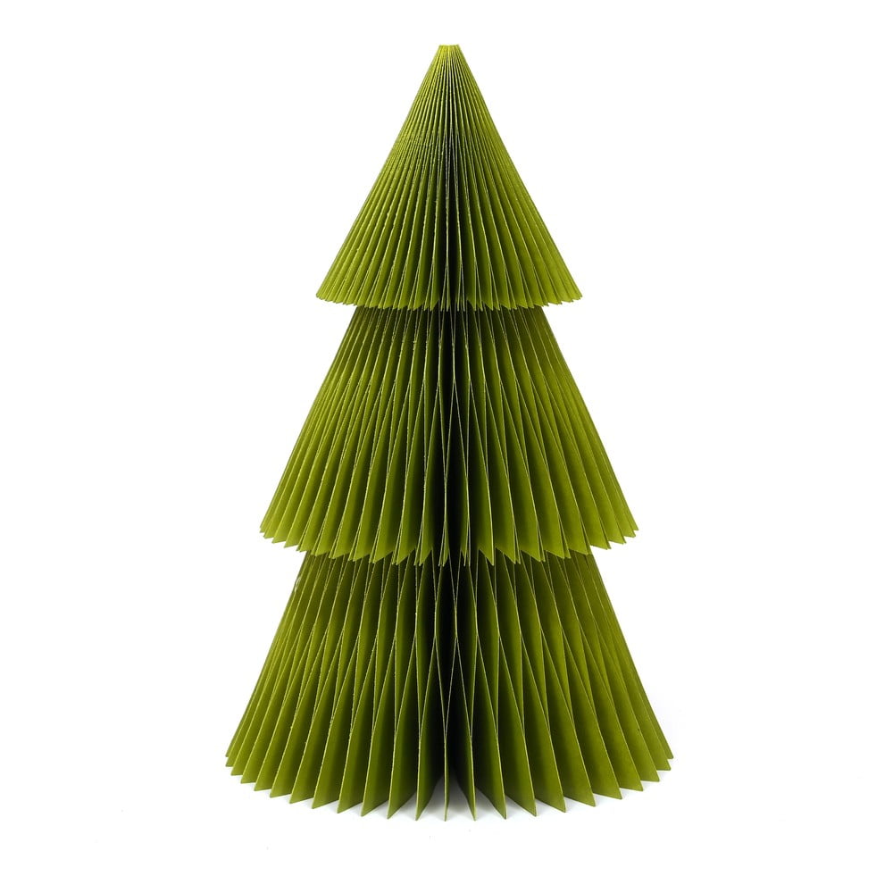 Csillogó zöld papír karácsonyi dísz, fenyőfa, magasság 22,5 cm - Only Natural