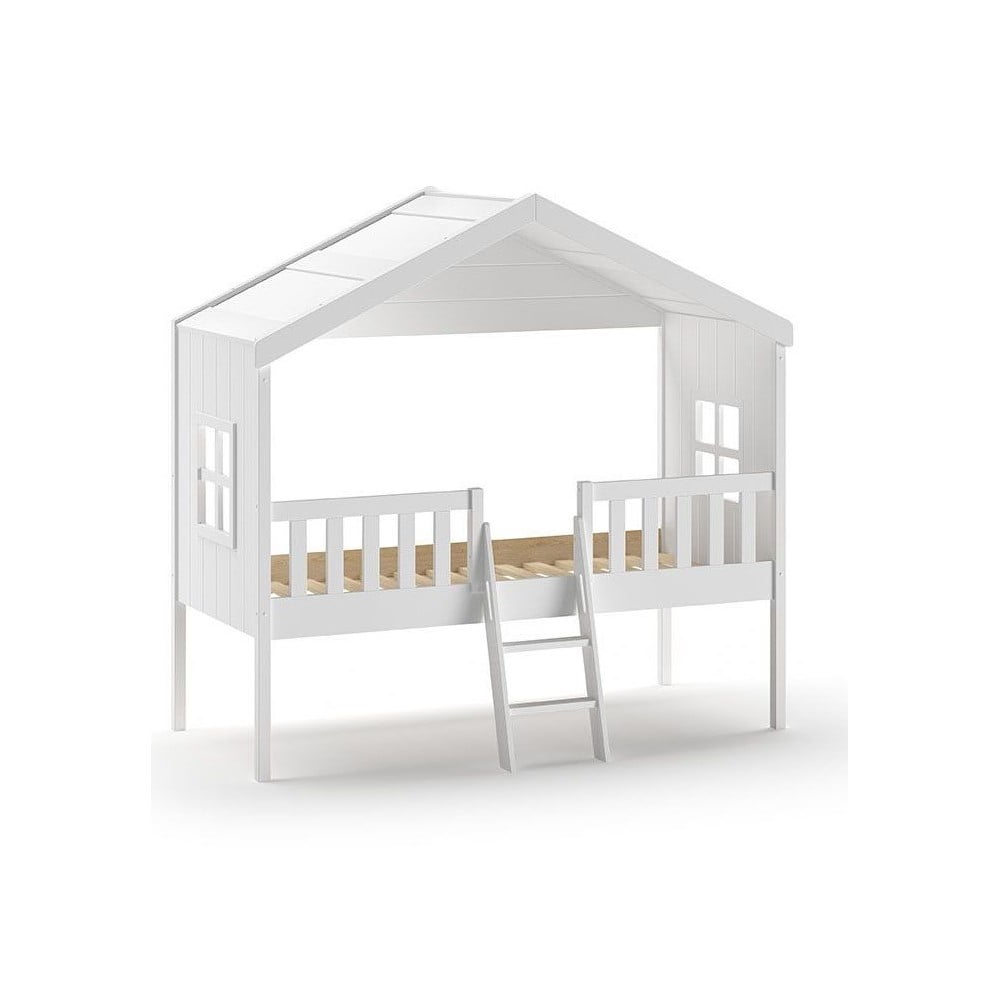 Fehér házikó alakú-magasított gyerekágy 90x200 cm housebed – vipack