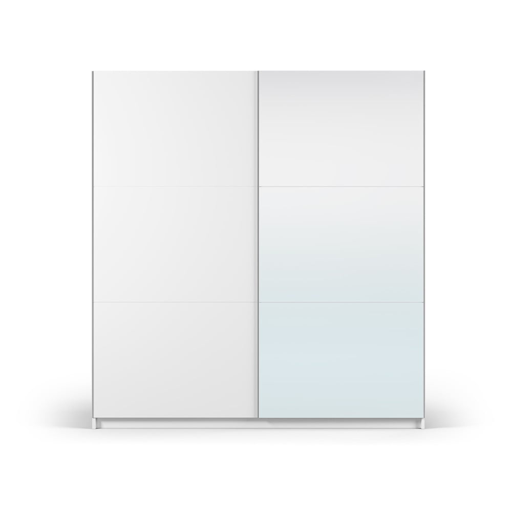 Fehér ruhásszekrény tükörrel és tolóajtókkal 200x215 cm Lisburn - Cosmopolitan Design