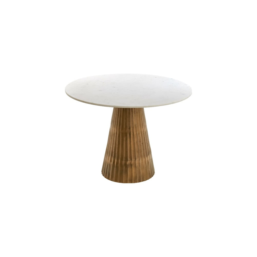 Fehér-bronzszínű kerek étkezőasztal márvány dekoros asztallappal ø 100 cm leyda – light & living