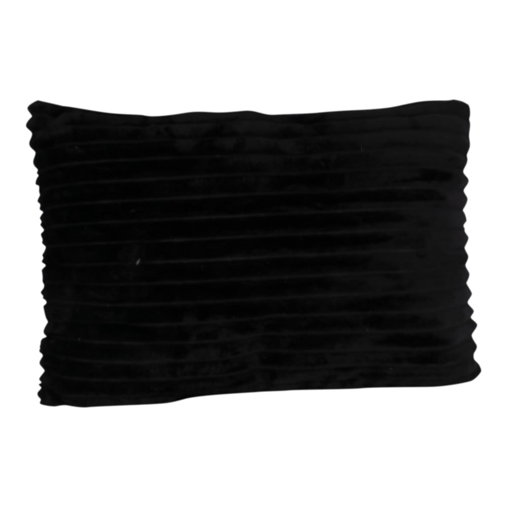 Ribbed fekete bársony párna, 50 x 30 cm - PT LIVING