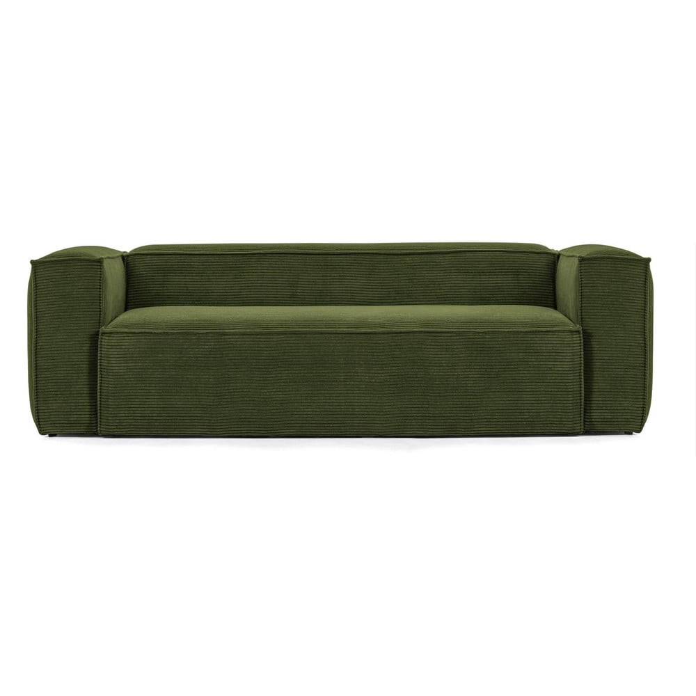 Zöld kordbársony kanapé 240 cm blok – kave home