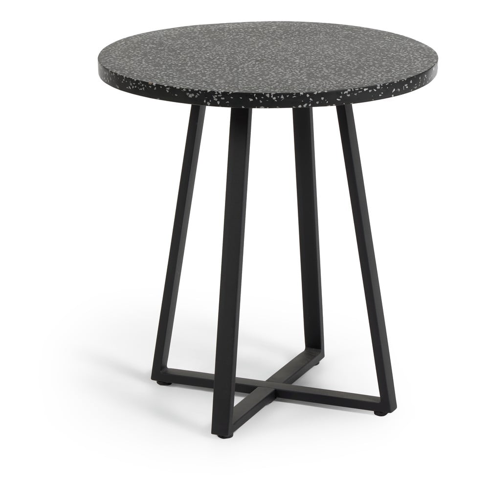 Tella fekete kerti asztal kő asztallappal, ø 70 cm - kave home