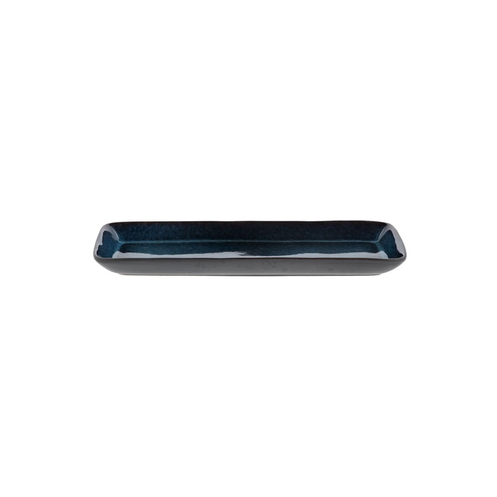 Fekete-kék agyagkerámia szervírozó tálca, 38 x 14 cm - Bitz