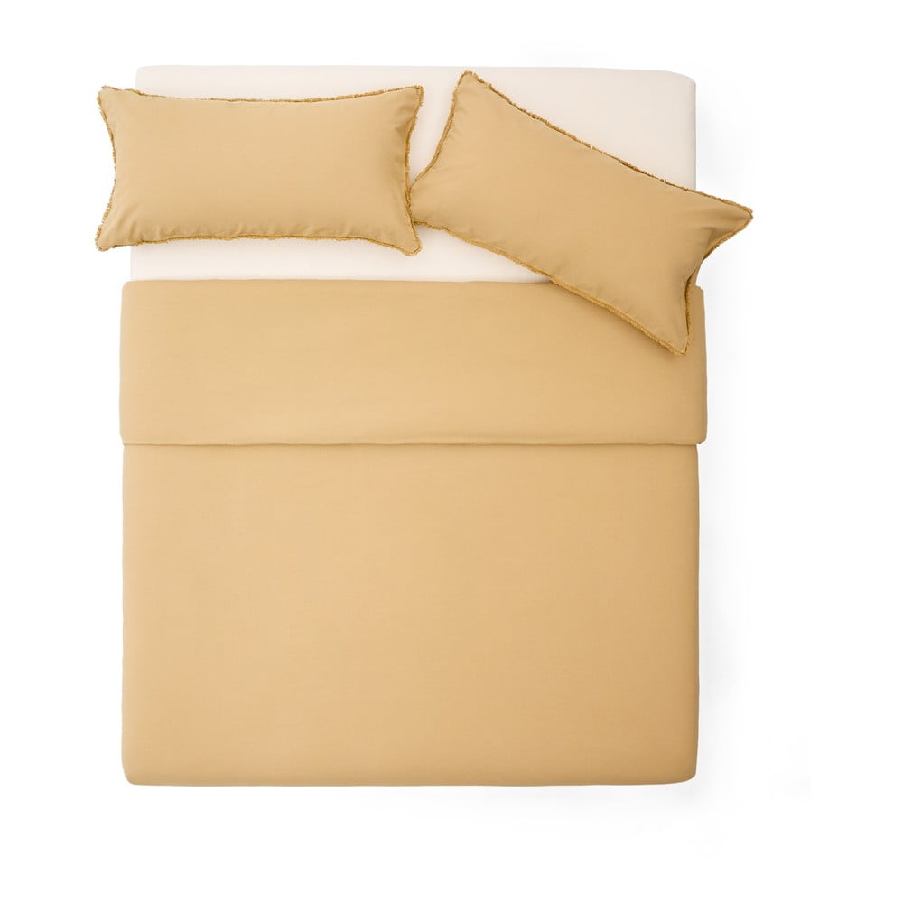 Mustársárga kétszemélyes-hosszabbított pamut-perkál ágyneműhuzat 260x240 cm Sifinia – Kave Home
