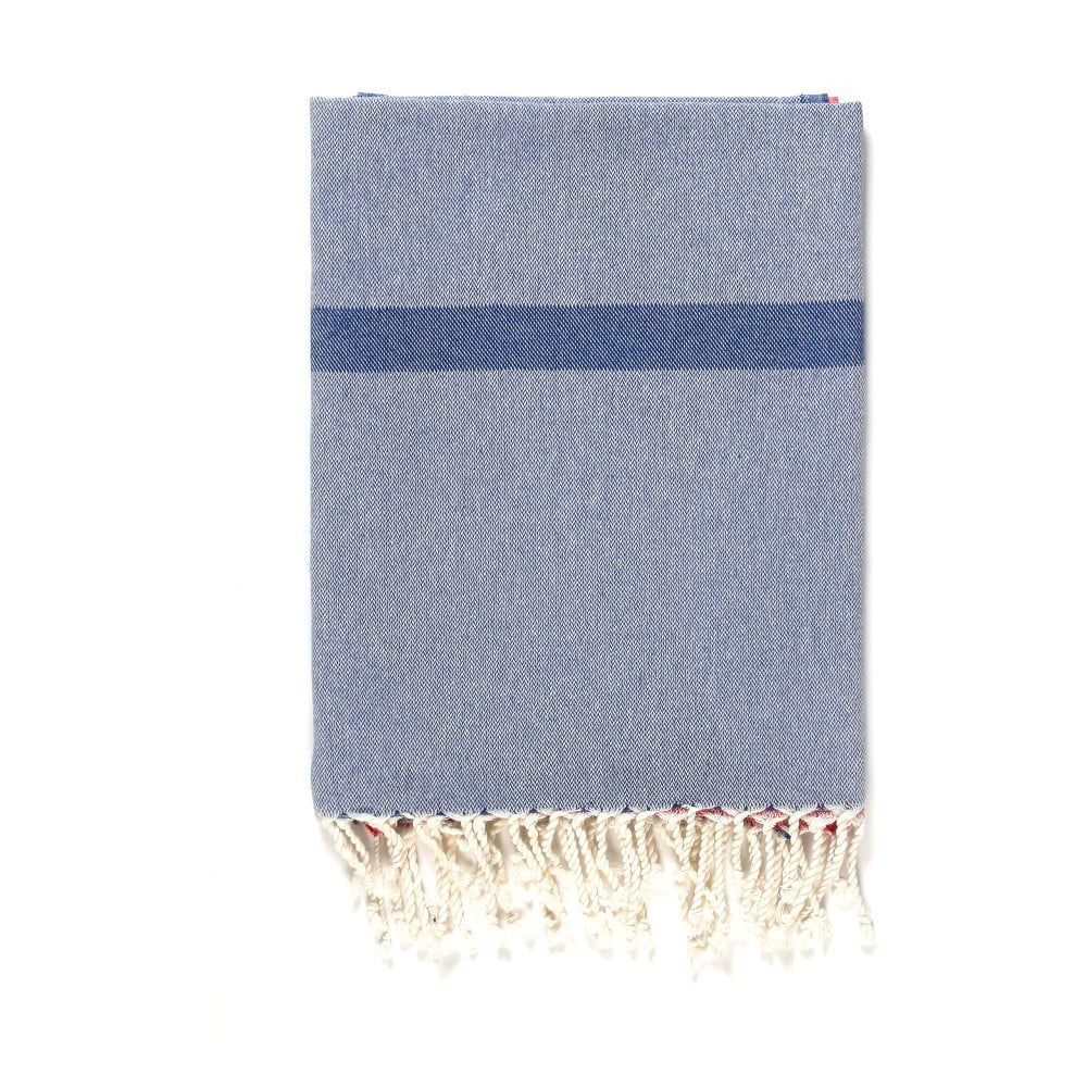 Cotton Collection Line Blue Grey Pink kék-szürke pamut keverék fürdőlepedő, 100 x 180 cm - Kate Louise
