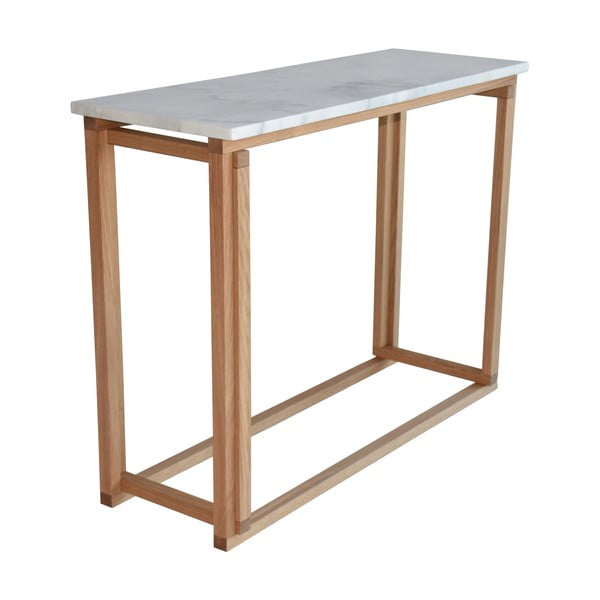 Accent fehér márvány kávézó asztal tölgyfa vázzal, szélesség 100 cm - RGE