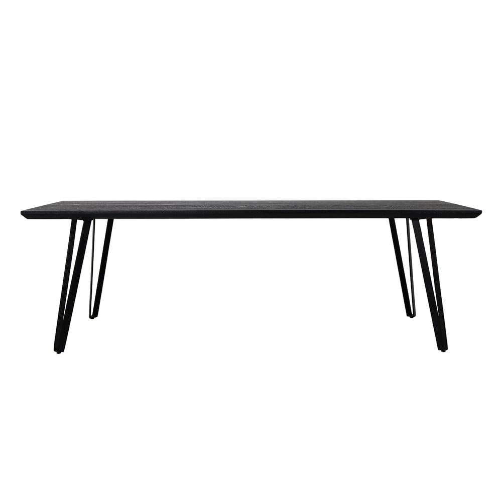 Fekete étkezőasztal tölgyfa asztallappal 100x240 cm mylau – light & living