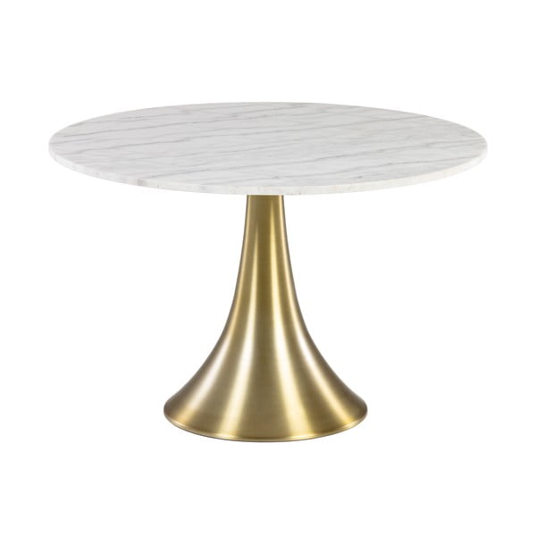 Fehér kerek étkezőasztal márvány asztallappal, ø 120 cm - Kave Home