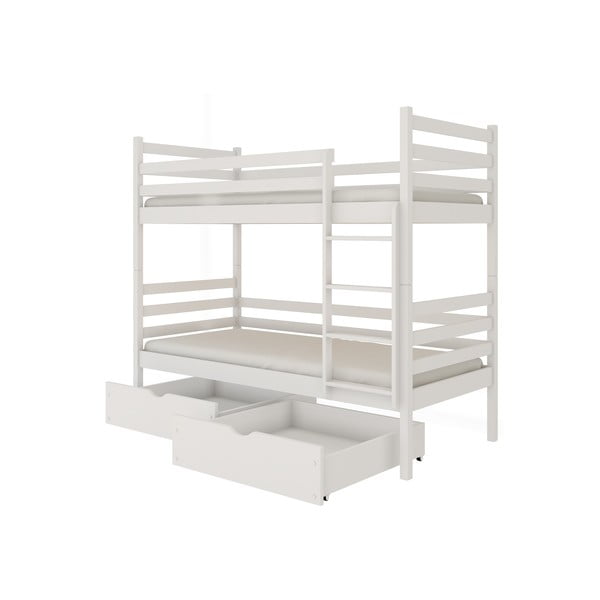 Fehér emeletes ágy tárolóval 80x180 cm Nemo - Lano Meble